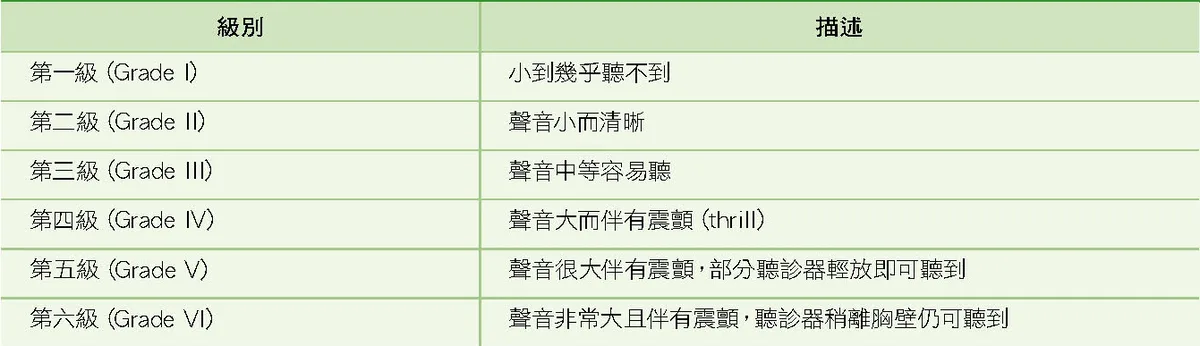 心雜音強度分級表